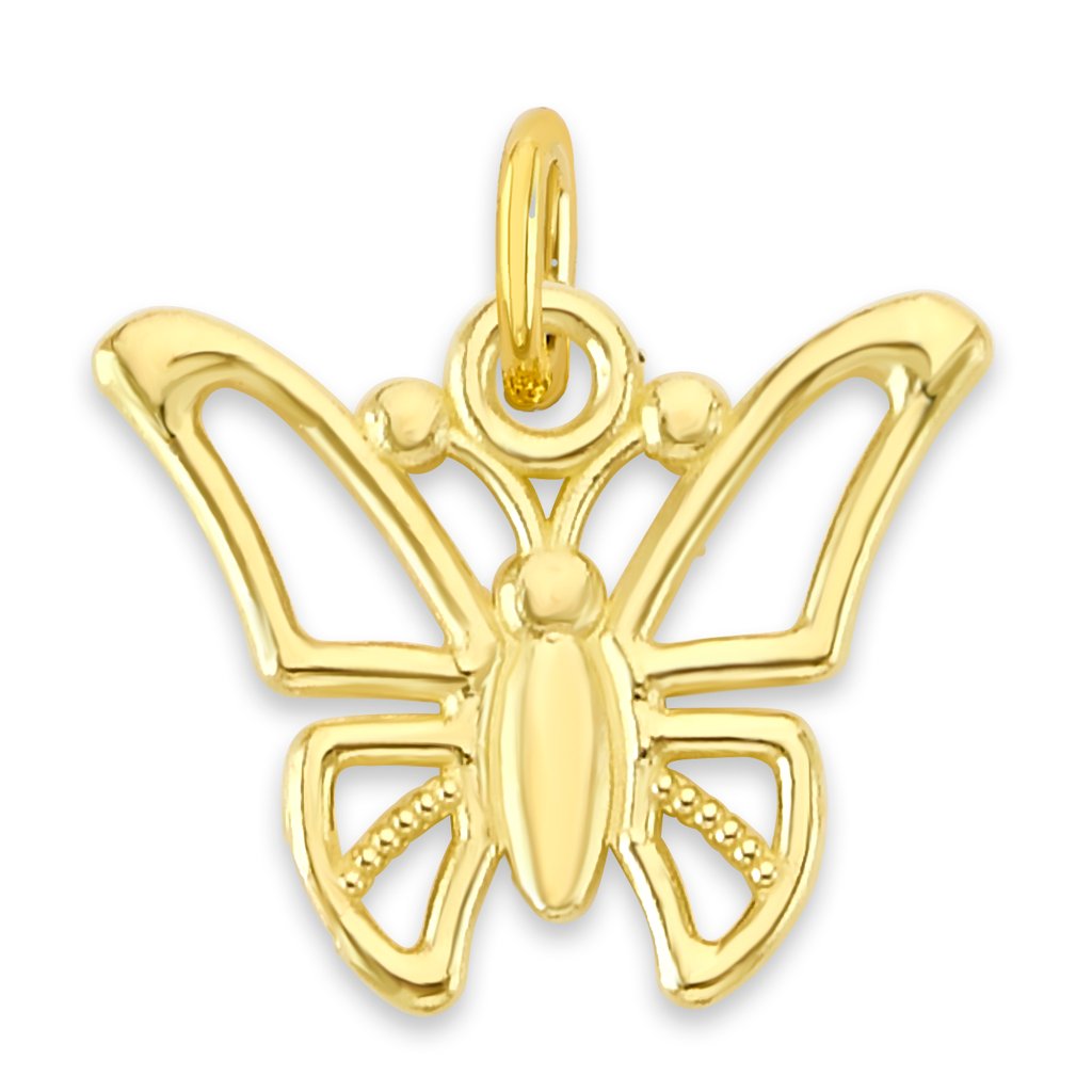 Solid 10k Gold Butterfly Charm With Clasp For Charm Bracelet